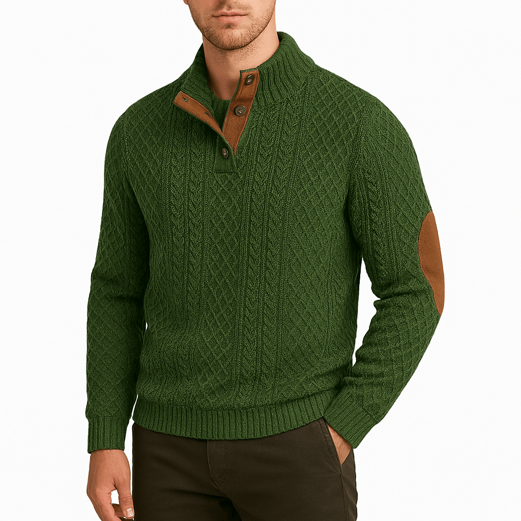 Chris | Zip-Up Sweater with Leather Accents