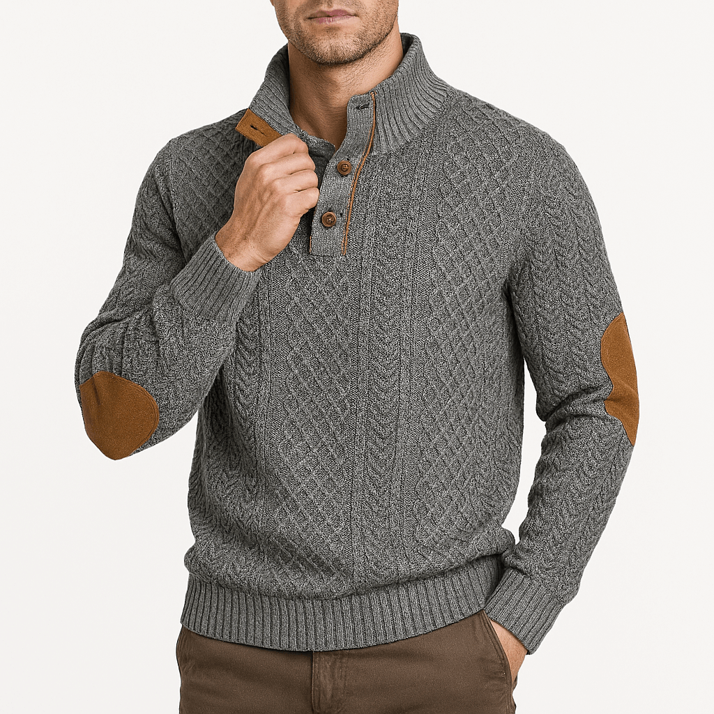 Chris | Zip-Up Sweater with Leather Accents
