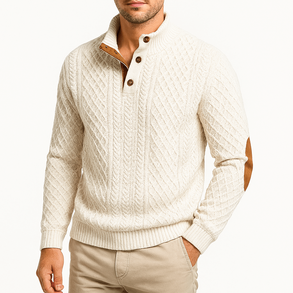 Chris | Zip-Up Sweater with Leather Accents