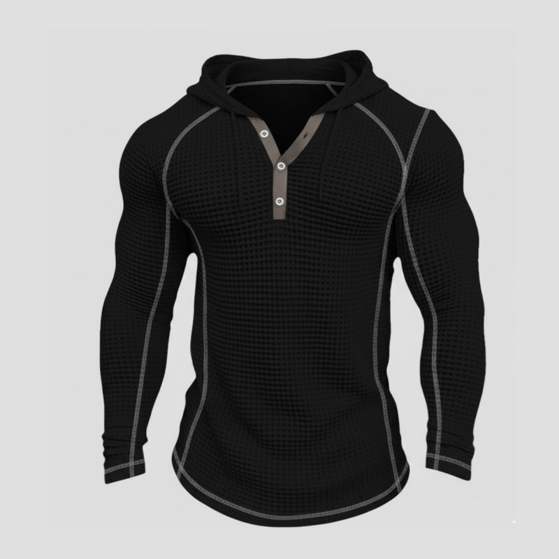 Reuben | Solid Waffle Long Sleeve Casual Hoodie