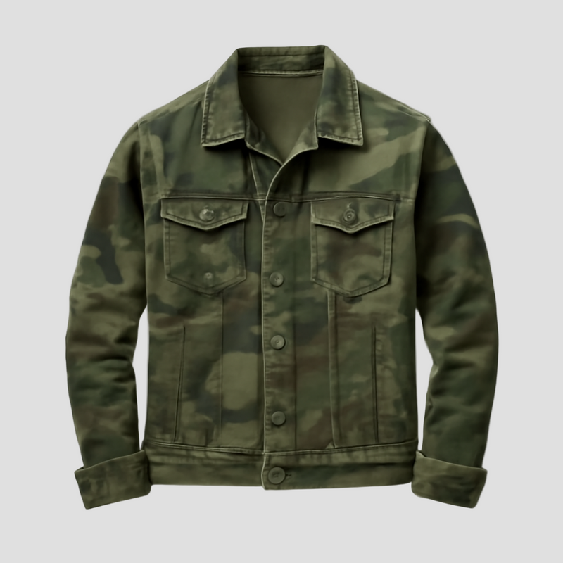 Damon | Camouflage Canvas Retro Lapel Jacket