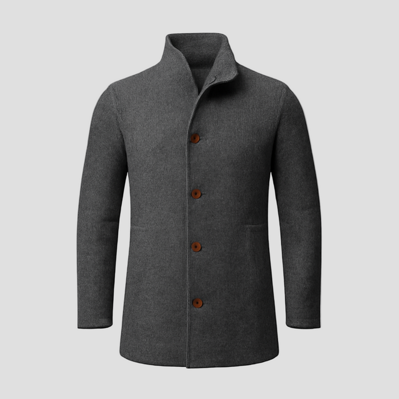Brayden | Retro Herringbone Woolen Single-Breasted Mid-Length Coat