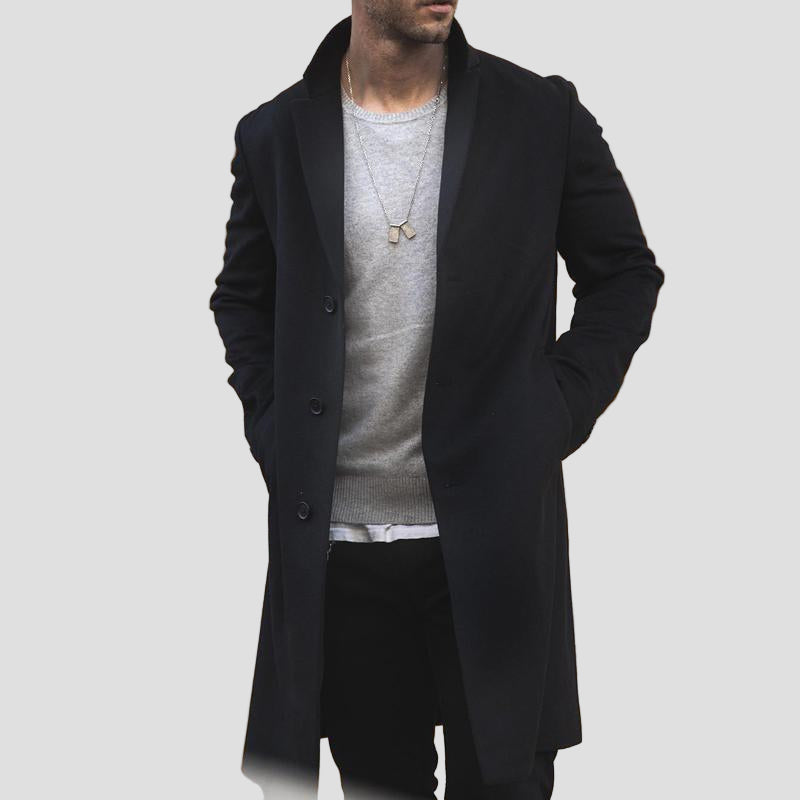 Warren | Notch Lapel Single-Breasted Mid-Length Coat