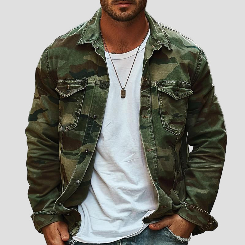 Damon | Camouflage Canvas Retro Lapel Jacket