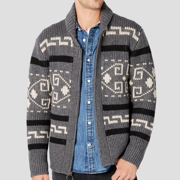 Sterling | Geometric Lapel Sweater Knit Cardigan
