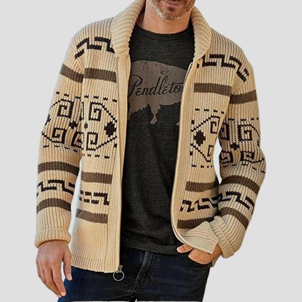 Sterling | Geometric Lapel Sweater Knit Cardigan
