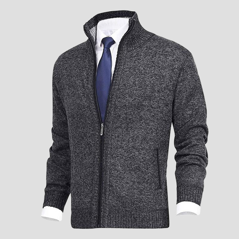 Alden | Solid Stand Collar Knit Cardigan