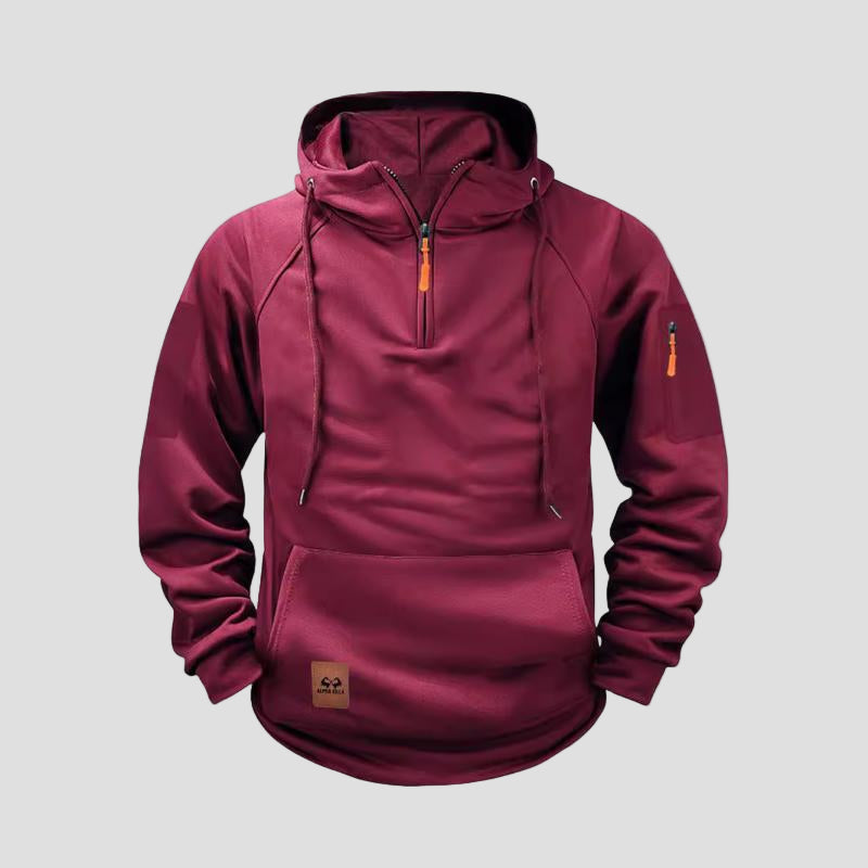 Wilder | Solid Zip-Up Raglan Sleeve Sweatshirt