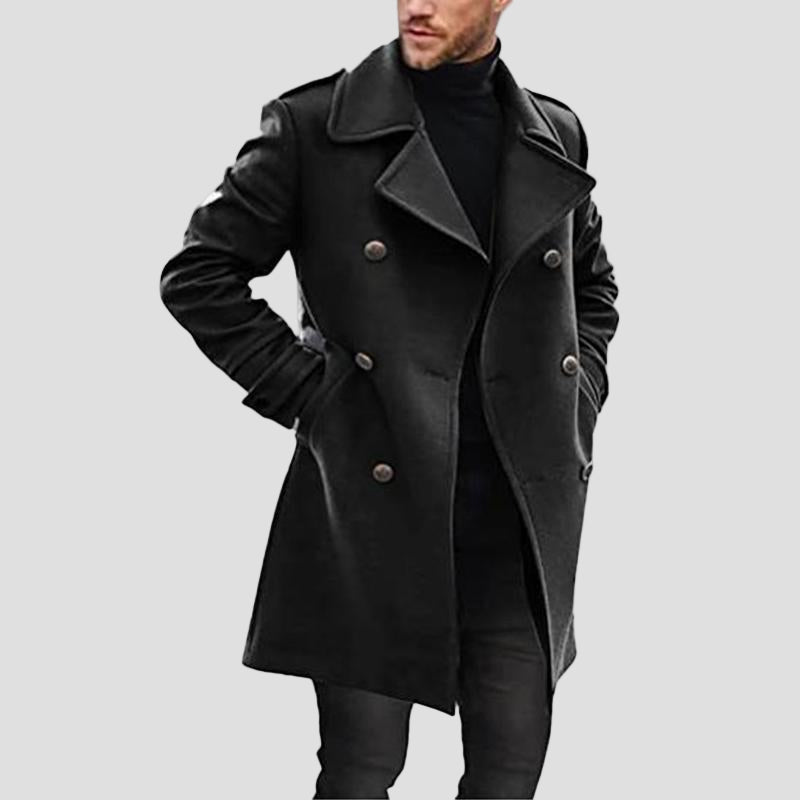 Brooks | Lapel Double-Breasted Mid-Length Coat