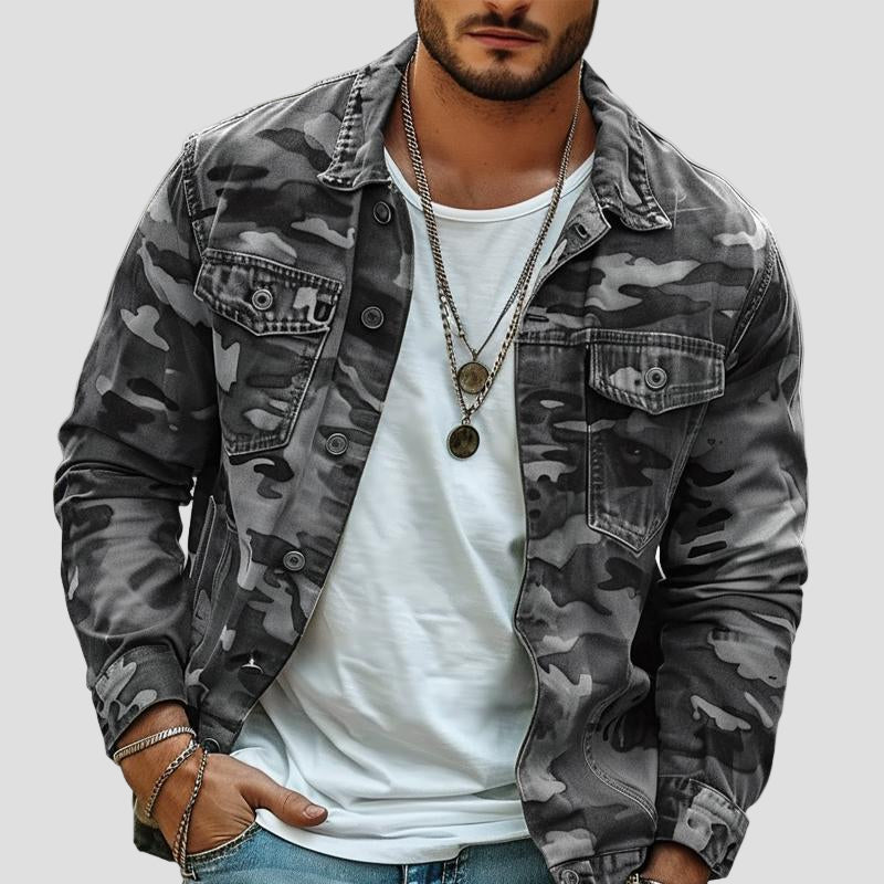 Damon | Camouflage Canvas Retro Lapel Jacket