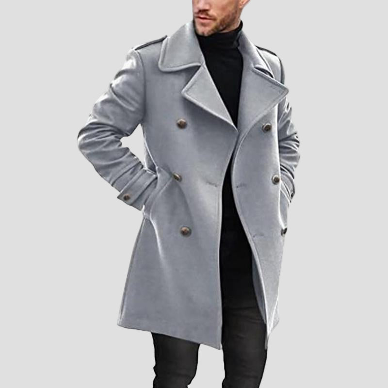 Brooks | Lapel Double-Breasted Mid-Length Coat